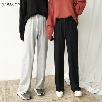 

Pants Women Simple Loose Elastic Waist Soft Korean Style High-waist Female Lovely Trendy All-match Womens Leisure Long Trousers