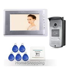 Envío Gratis Nuevo Apartamento de 7 “Color de Vídeo Timbre de la Puerta Sistema de Intercomunicación Teléfono De La Puerta Con Lector de RFID Keyfob Cámara En Stock Por Mayor
