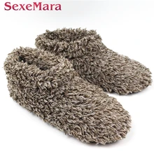 Big Size Winter Men Warm Soft Bottom Flannel Indoor Floor Plush Home Shoes For Man Bedroom House Furry Slippers pantoufle homme