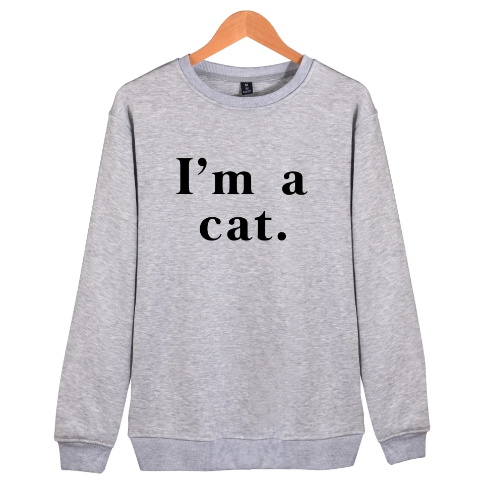 Толстовка с принтом kpop I'm a cat мужские и женские зимние толстовки без капюшона