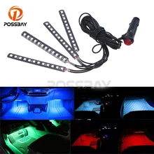 POSSBAY 12 Luci di Striscia del LED Universal Car Interior Piano Decorativa Luci Con La Sigaretta Carica Vano Piedi Luce Ambiente