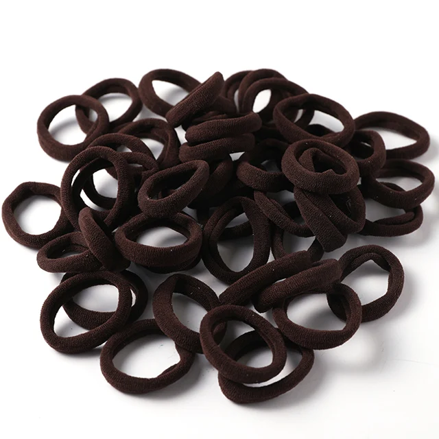 Dark Brown 50 шт./лот, для девочек, 3,0 см, нейлоновые эластичные резинки для волос, резинка для волос, конский хвост, аксессуары для волос - Цвет: Dark Brown