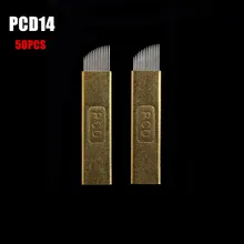 PCD14 50 шт. Перманентный макияж татуаж бровей лезвие микроблейдинг иглы кончик лезвия для 3D вышивка ручная Татуировка ручка Прочное Лезвие