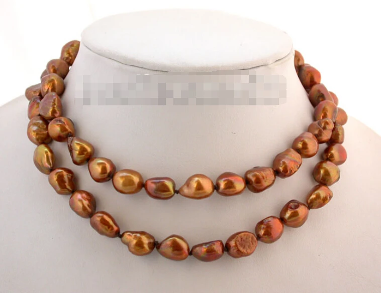 

Fast SHIPPING n1702 WOW 32" beautiful 12mm baroque coffee pearls necklace (A0326)