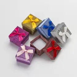 6 шт. 5*5*3 см Мода кольцо Box разноцветный присутствует Серьги Подарочная коробка картонная Jewelry Дисплей упаковка коробка для хранения случае