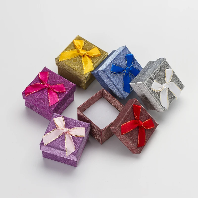 

6pcs 5*5*3cm Fashion Ring Box Multi Colors Present Earring Gift Box Cardboard Jewelry Display Packing Storage Box Case