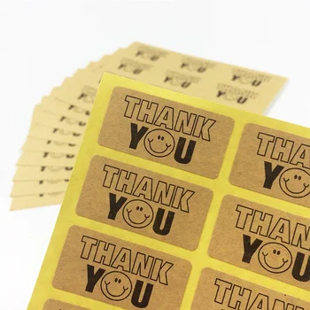 

120pcs/lot stickers Thank You With Smile Face Kraft Paper Labels Sticker Gift Package Wedding Decoration Stickers Scrapbooking