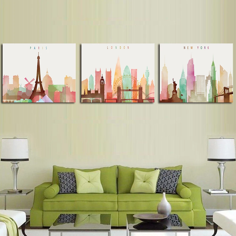 

Laeacco Nordic Paris London New York Posters&Prints Modern Canvas Painting Abstract Wall Artwork Wall Picture Bedroom Home Decor