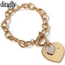 925 модное серебряное Золотое сердце из горного хрусталя, браслет с шармом, качественные браслеты с тонкой цепочкой для женщин, мужчин, влюбленных, пара ювелирных изделий