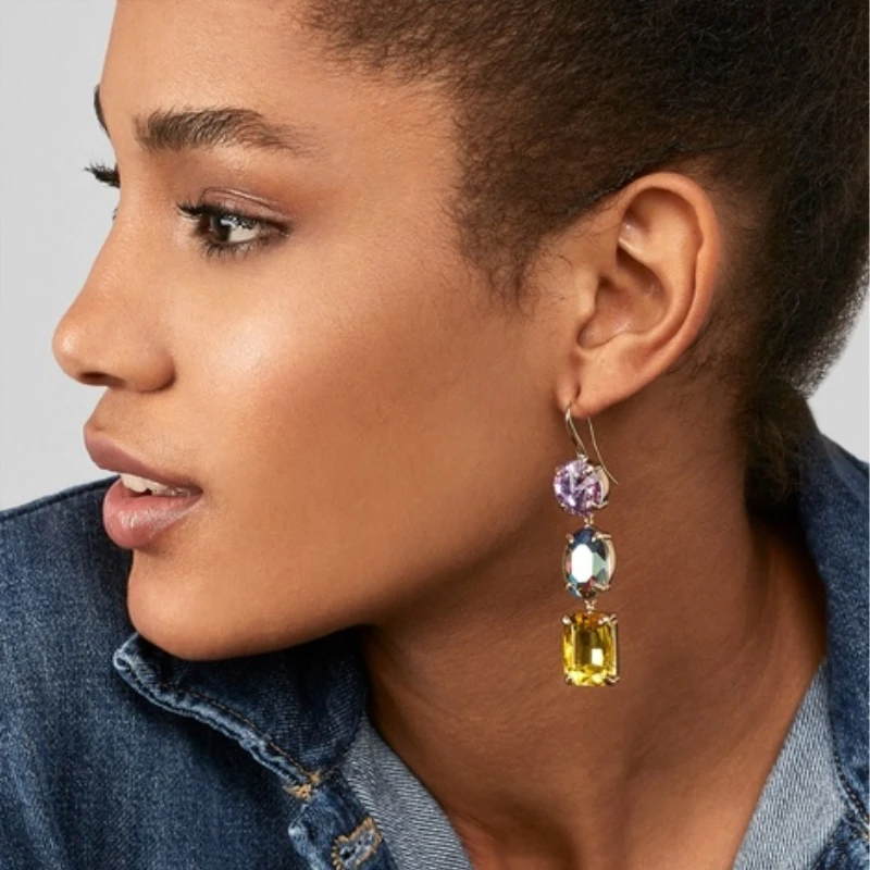 AOTEMAN 2019 handmade Geometric crystal statement dangle drop earrings