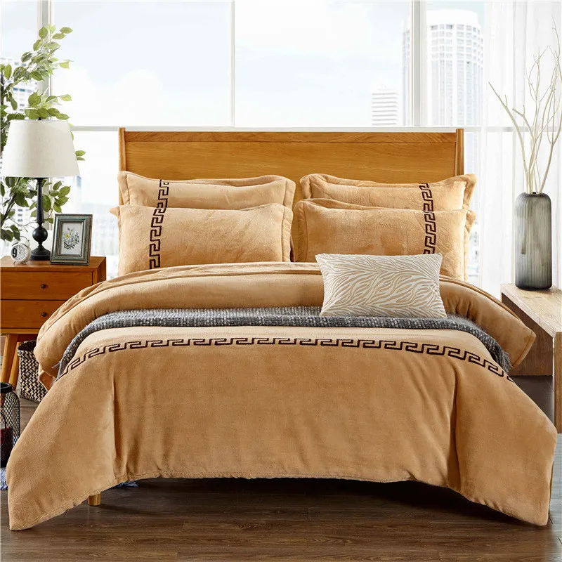 Home-textile-Camel-Winter-fleece-bedding-set-king-queen-...