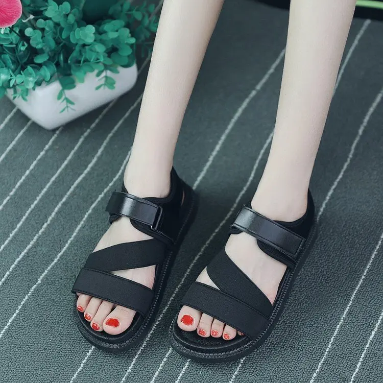 

2019 thick bottom wedges sandals for women summer new flats Rome shoes soft bottom open toe muffin sandals with platform