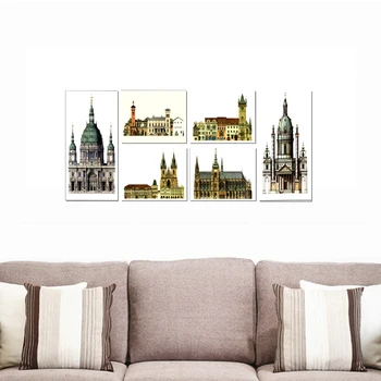 

Europe canvas painting landscape art prints modern building Nordic wall pictures for parlor bedroom restaurant lobby living room