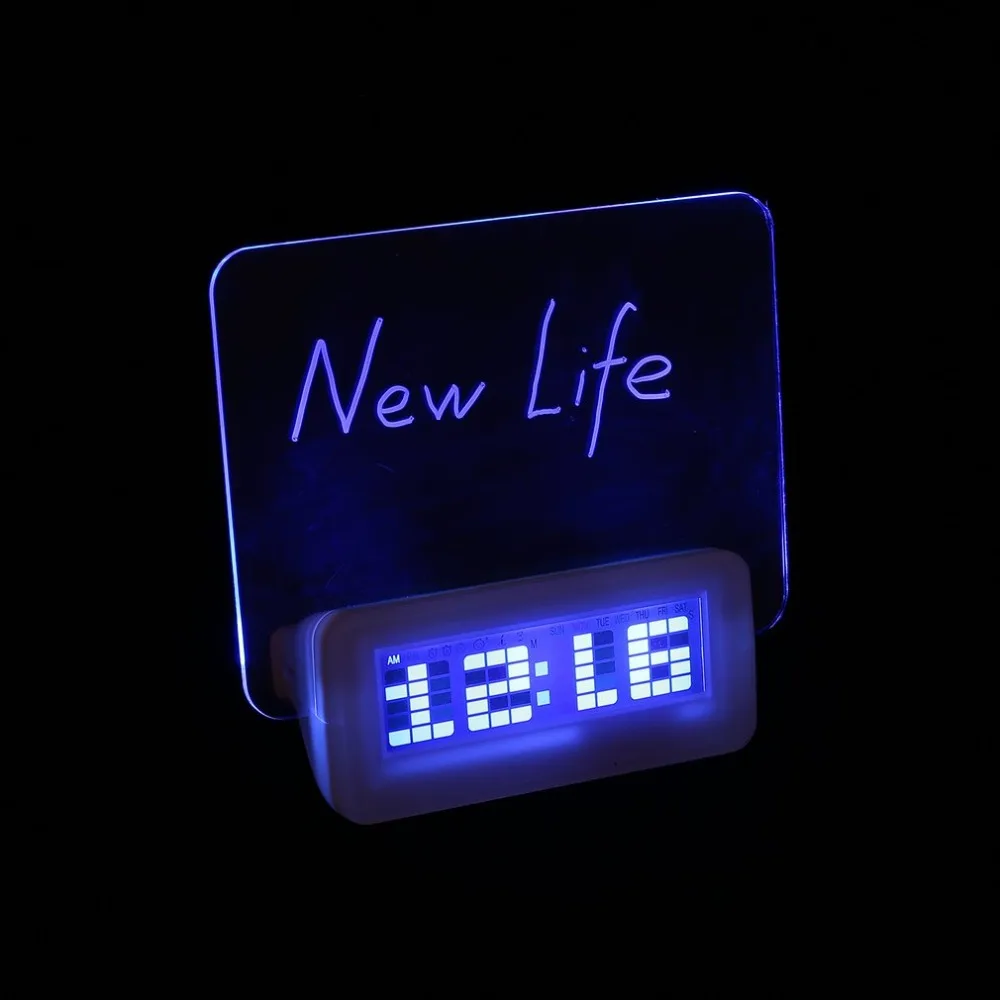 LED Clock DIY Fluorescent Message Board Digital Alarm Clock Calendar