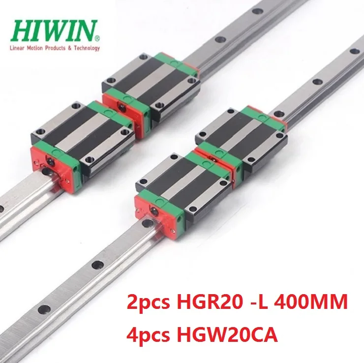 2 шт. Тайваньская линейная направляющая HGR20-L 400 мм + 4 HGW20CA/HGW20CC линейные фланцевые