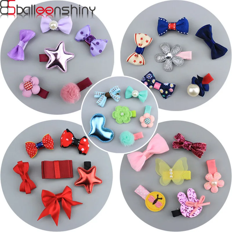 

BalleenShiny 6Pc/set Baby Girls Bowkont Hair Clips Cute Infant Rabbit Ears Hairpin Kids Stars Barrette Headwear Accessories Gift