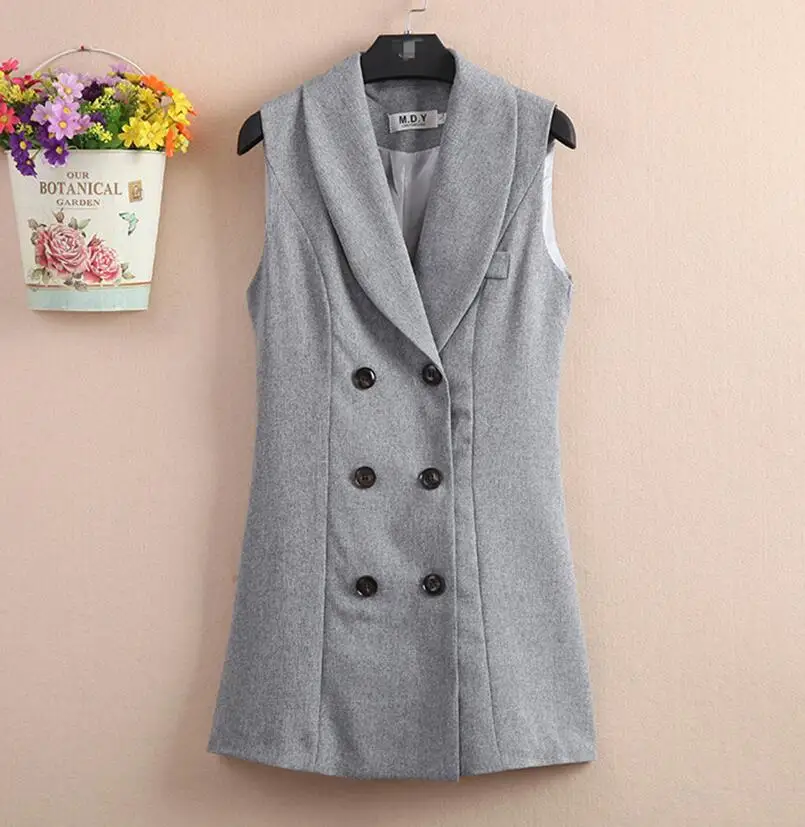 new casual grey vest female 2017 new arrive women's clothing turn down