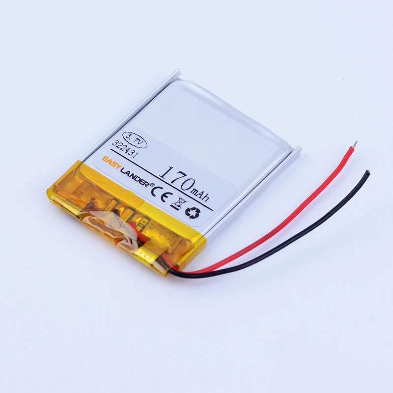 

322431 3.7V 170mAh Rechargeable Li-Polymer Battery For MP3 MP4 DVR GPS DVR Speaker Driving recorder nike SportWatch 332430