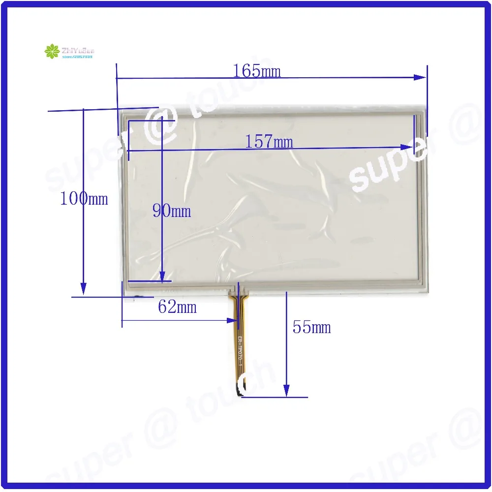 

ZhiYuSun 165*100 7inch 4 lins Touch Screen For GPS CAR 165mm*100mm sensor glass the cable from the left 62mm