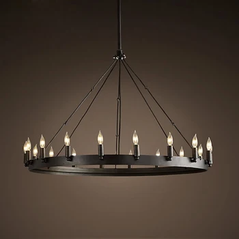 

Samurai chandelier American iron art retro industrial wind LOFT restaurant bar clothing store double circle candle chandelier