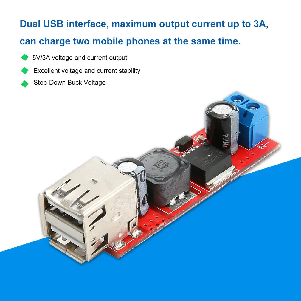 Двойной выход USB преобразователь постоянного тока 9 в/12 в/24 в/36 в до 5 понижающий