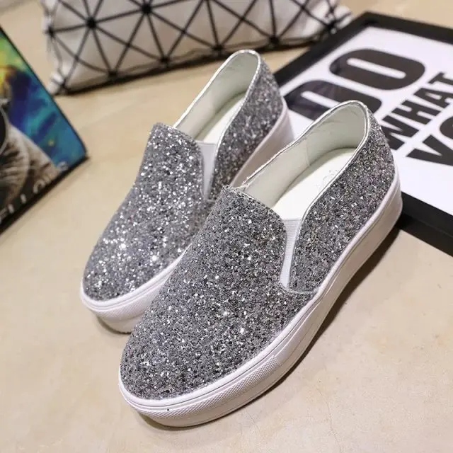 glitter slip on shoes womens