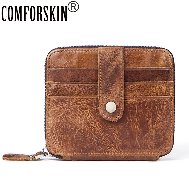 

COMFORSKIN New Arrivals Multi-function Coin Purse 2018 Brand Designer Genuine Leather Vintage Style Small Wallet High Quality