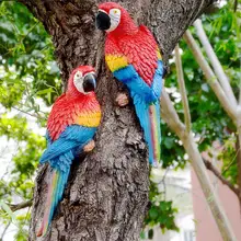 Simulation Parrot Statue Pendant Decoration Garden Lawn Wall Decoration Nature Lovers Tropical Bird Collectors