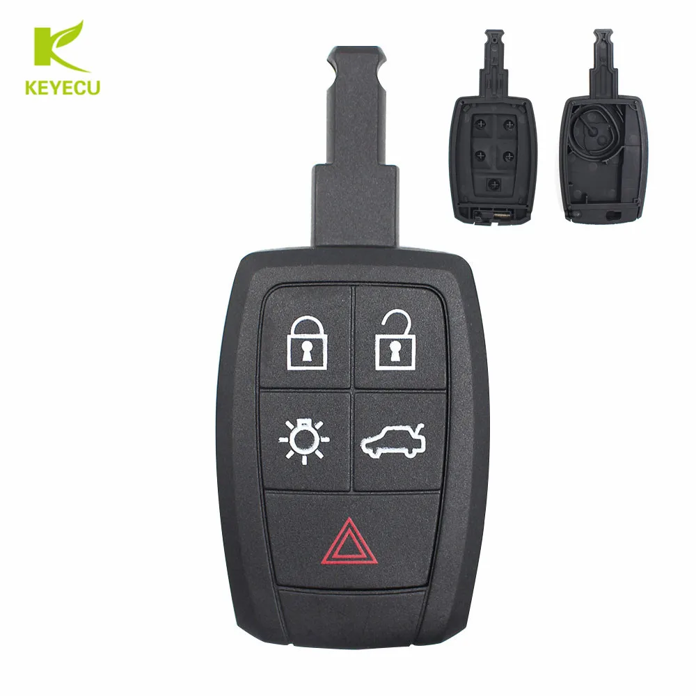 KEYECU New Replace Remote Car Key Shell Case Fob 5 Button for Volvo XC90 C70 S60 D5 V5 With