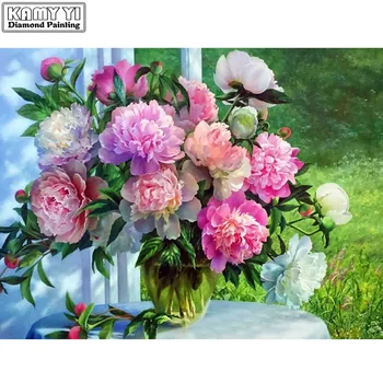 

Full Drill Square Diamond Painting Flower Picture Of Rhinestone 5D Diamond Embroidery Seaside Diamond Mosaic Decoration YY