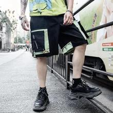 Японские Оригинальные свободные прямые брюки с 5 точками, Молодежные мужские комбинезоны, шорты, студенческие цветные штаны для отдыха