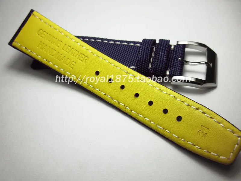 Мужские композитные волокна+ кожа 20 21 22 мм синий ремешок для часов iwc Seiko Tissot часы мужской женский ремень браслет Montre Cuir