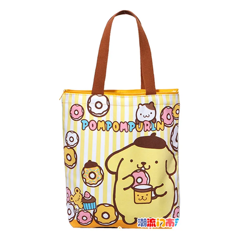 

Cute Cartoon Yellow Donuts Pom Pom Purin Women Canvas Shoulder Bags Tote Eco Reusable Shopping Bag Girls School Book Bag Handbag