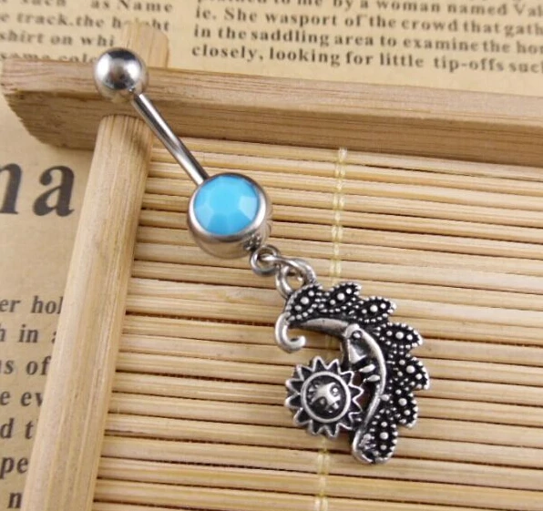 

2016 new 316L Anti allergy Steel Hot Crystal Gem Belly Ring Button Bar Body Piercing Surgical Steel Navel Ring