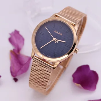 

New Julius Women's Watch Fine Lady Clock Fashion Hours Stainless Steel Simple Classic Girl's Birthday Gift Box