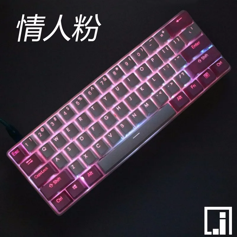 61 PBT keycap для механической клавиатуры с подсветкой, синий, серый, красный, светодиодный, светящийся, полупрозрачный, keycap cherry mx 87 104 poker