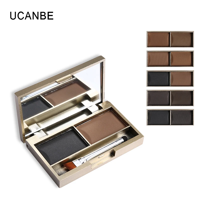 

2 Color Pro Eyebrow Enhancer Eye Brow Makeup Waterproof Eyebrow Powder Eye Shadow Eyebrow Palette with Brush Mirror Make Up Kits