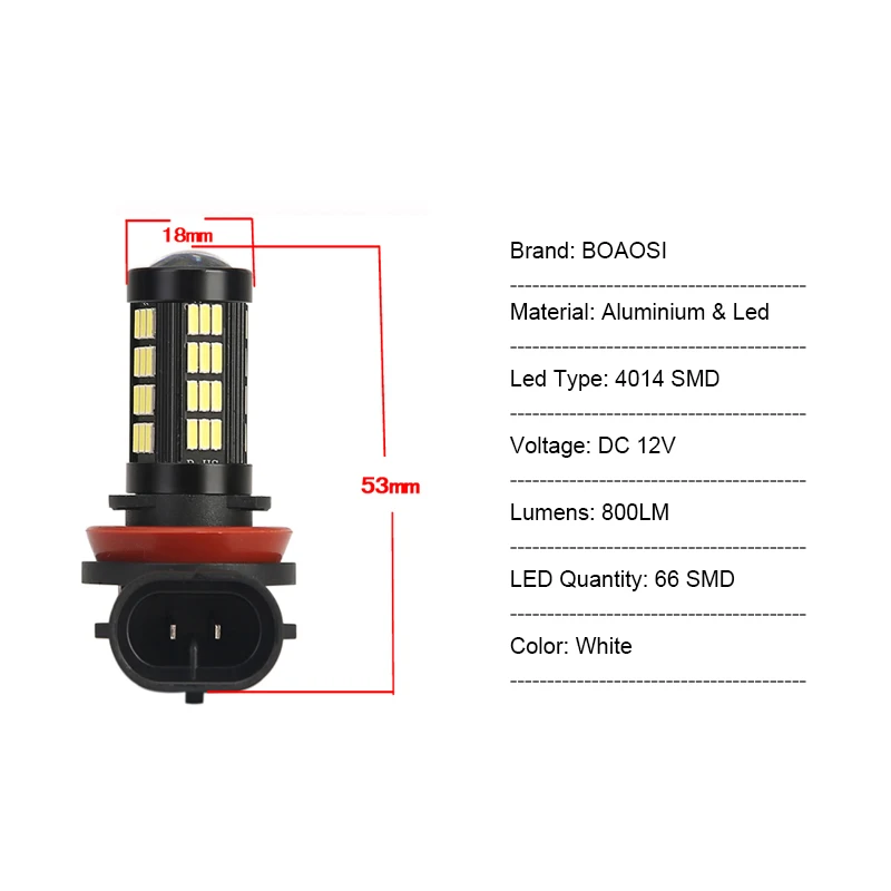 2 шт. H11 H8 9006 4014 66smd автомобиля противотуманные фары светодиодные ходовые огни Противотуманные фары светодиодный свет авто-Стайлинг