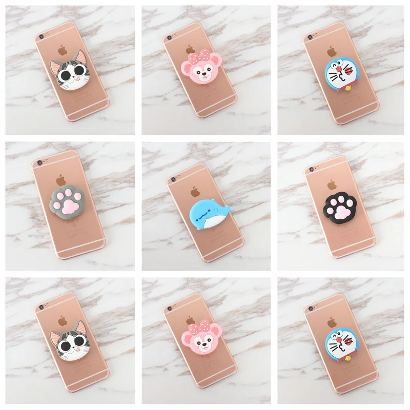 

Expanding Grip Phone Holder Universal Anti-fall Cell Mobile Stand Cartoon Animal Soft Silicone flexible socket Finger Ring Mount