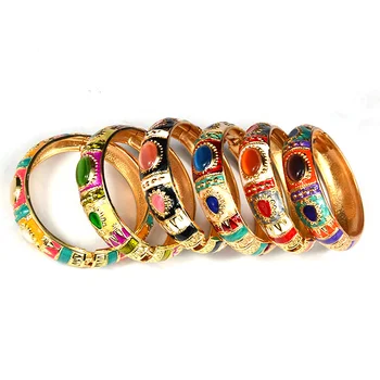 

Floral Cloisonne Hinged Bracelets & Bangles Cuffs Chinese Enamel Flower Round Bangles for Women Jewelry Bijoux Femme