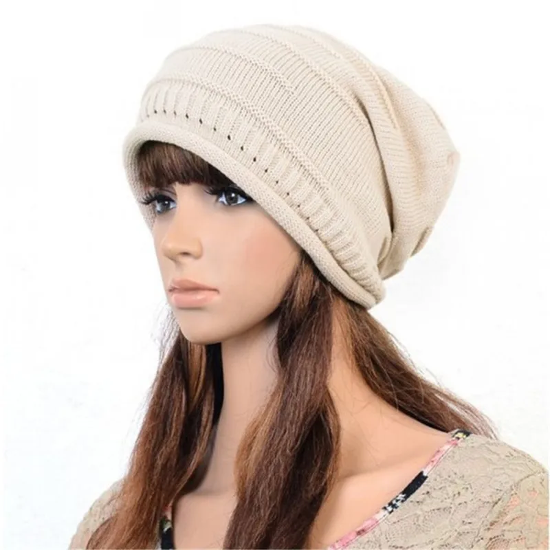 

2017 New Unisex Men Women Knit Baggy Winter Warm Beanie Hat  Cap Solid Color Bonnet Hats Z1