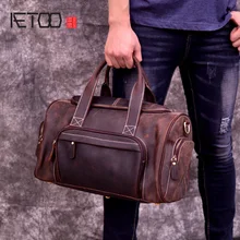 AETOO Large capacity mad horse leather travel bag| male cowhide retro business bag bag| leather shoulder handheld male bag