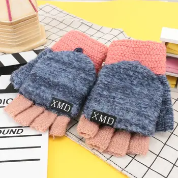 

Women Clamshell Fingerless Gloves Multifunctional Cute Warm Mittens Students Winter gants femme handschoenen eldiven