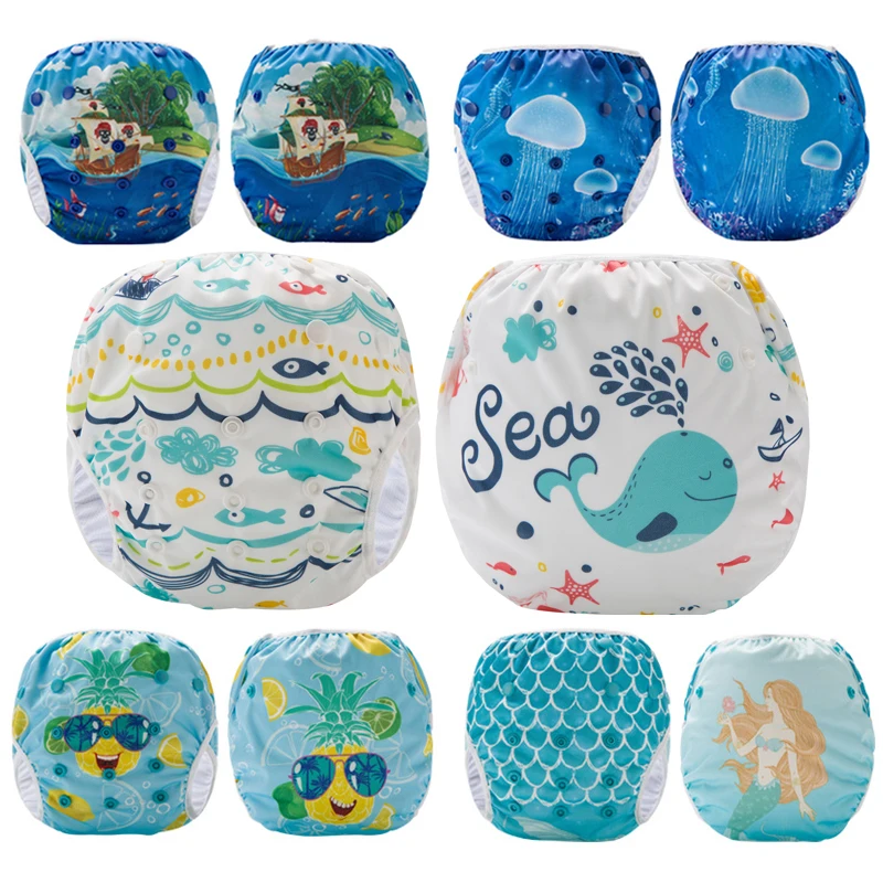 10 Pieces Swim Baby Diaper Cover Swim Nappy Reusable Swim Diapers One