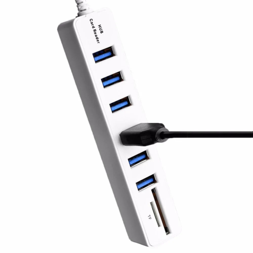 USB 2.0 Hub 6 Ports High Speed 480 Mbps TF/SD Card Reader USB Splitter For PC Laptop Computer Peripherals Accessories USB 2.0 Hub 6 Ports High Speed 480 Mbps TF/SD Card Reader USB Splitter For PC Laptop Computer Peripherals Accessories