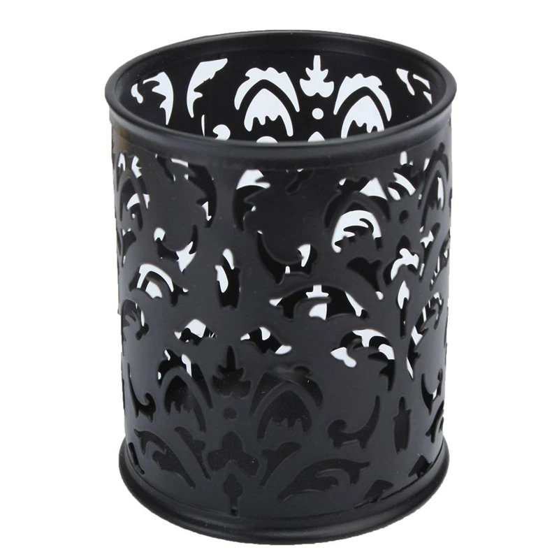 

Metal Pen Holder Pen Pot Hollow Flower Pattern Round