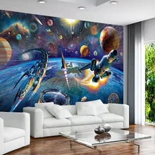 Пользовательские покрытия стен 3D Ручная роспись мультфильм космический корабль детская комната Фреска 3D обои Гостиная ТВ диван украшение