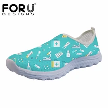 FORUDESIGNS/модные сетчатые кроссовки для кормящих девочек; женские летние туфли на плоской подошве с рисунком медсестры; Женская легкая Повседневная обувь; Женская прогулочная обувь