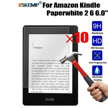 

XSKEMP 10Pcs/Lot 9H Premium Tempered Glass Screen Protector For Kindle paperwhite 2 Anti-Scratch HD Tablet Protective Glass Film