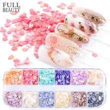 12 Сетки смешанные нерегулярные ногти блестки хлопья порошок сломанной раковины камень Блестки для УФ гель блестки пайетки дизайн ногтей Декор CH732